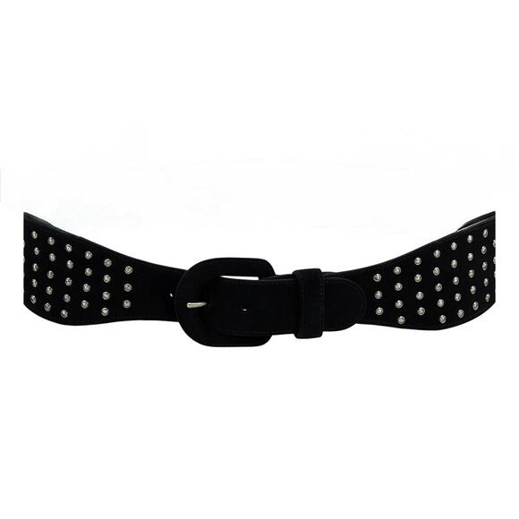 Yves Saint Laurent RARE VTG YSL Black Suede Studded Gem Belt 2816 Designer S - Picture 1 of 7